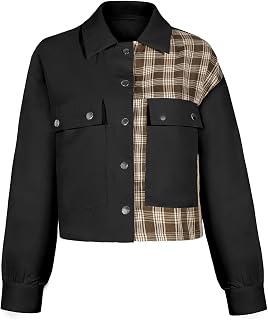 Ropa Europea y Americana Primavera y Verano Casual Abrigo Corto Chaqueta Suelta Casual Abrigo de Solapa de un Solo Pecho para mujer-9833-2-Negro Marrón-M