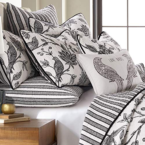 Levtex Home - Tanzie Black Quilt Set - King Quilt + Two King Pillow Shams - Black And White - Quilt (106X92In.) And Pillow Shams (36X20In.) - Reversible - Cotton Fabric #TOP5