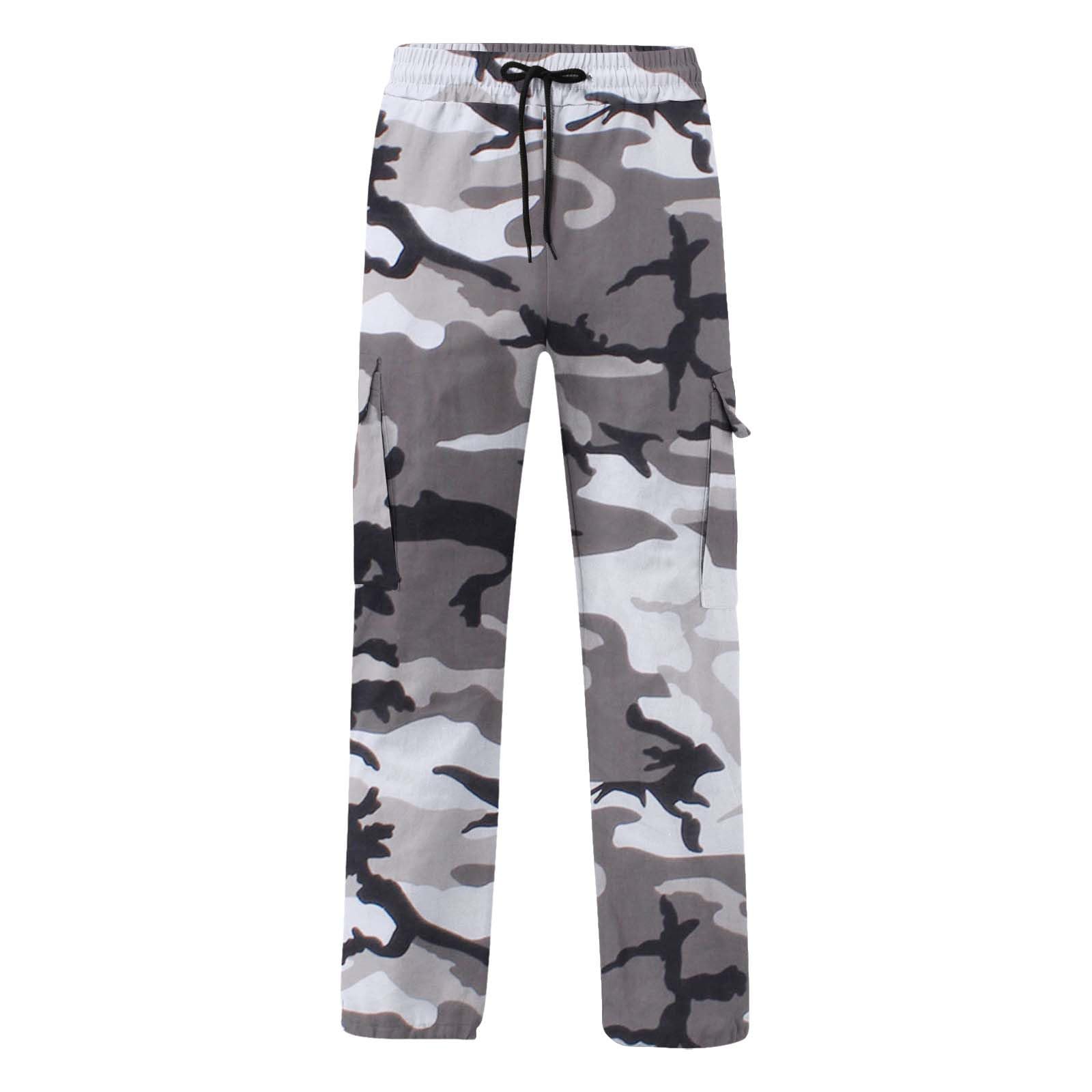 Cargohose Herren Baggy Camouflage Hose Elastischer Bund Arbeitshose Leichte Männer Jogginghose Gerade Beinform Sporthose Freizeit Wanderhose mit Taschen Outdoorhose Laufhose Freizeithose Latzhose