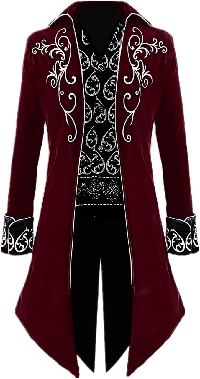 Crubelon Men Steampunk Tailcoat Jacket Gothic Costume Victorian Frock Coat