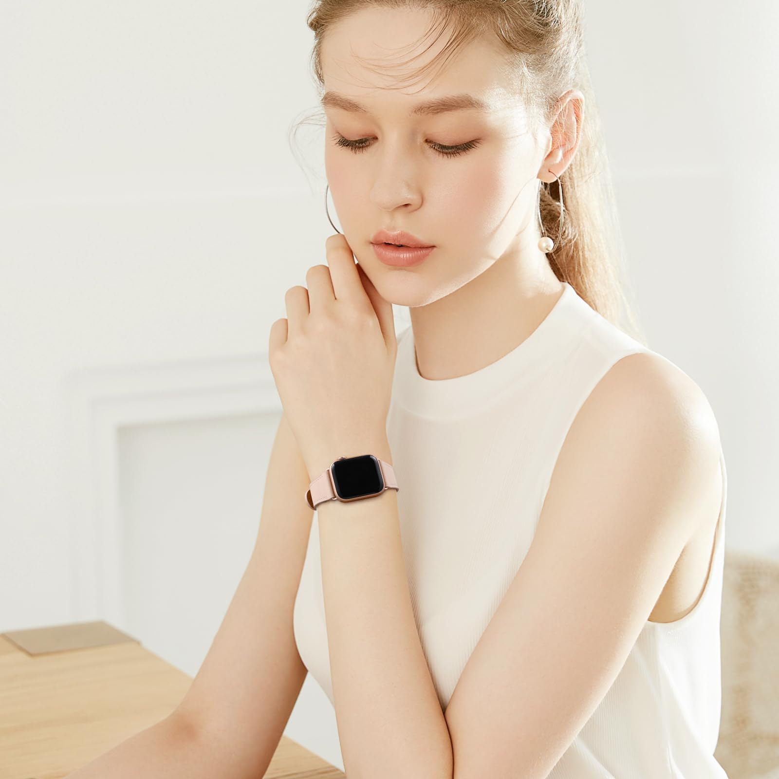 Correa de repuesto de piel auténtica para iWatch Series 6, 5, 4, 3, 2, 1, iWatch SE, compatible con Apple Watch Band 38 mm 40 mm 42 mm 44 mm, para mujeres y niñas 6