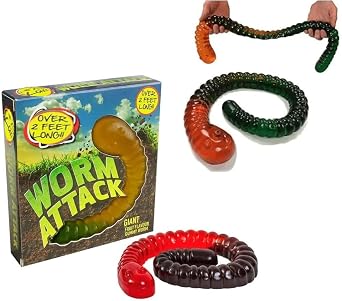 Worm Attack Giant Fruity Flavour Gummy Worm Gift Box 800g - Over 2 Feet long Worm Sweet 2 x Boxes