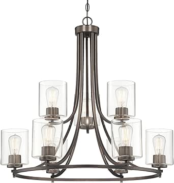 Designers Fountain 93089-SCB Liam Chandelier, 9-Light 540 Total Watts, Bronze (Satin Copper)