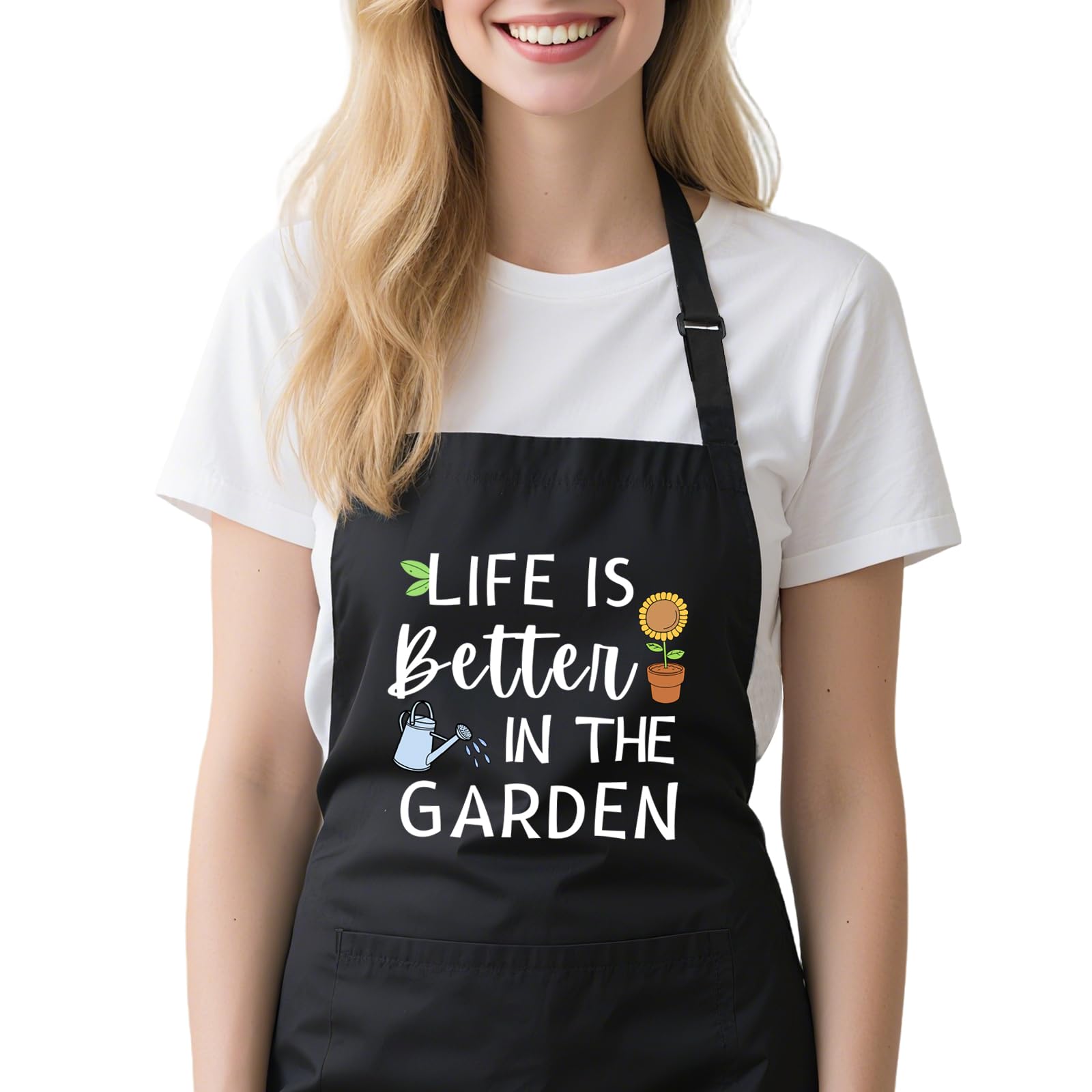 Delantal de jardinería para mujer con bolsillos, ajustable, divertido delantal de jardín, regalo para jardinero, mamá, esposa, amante de las plantas