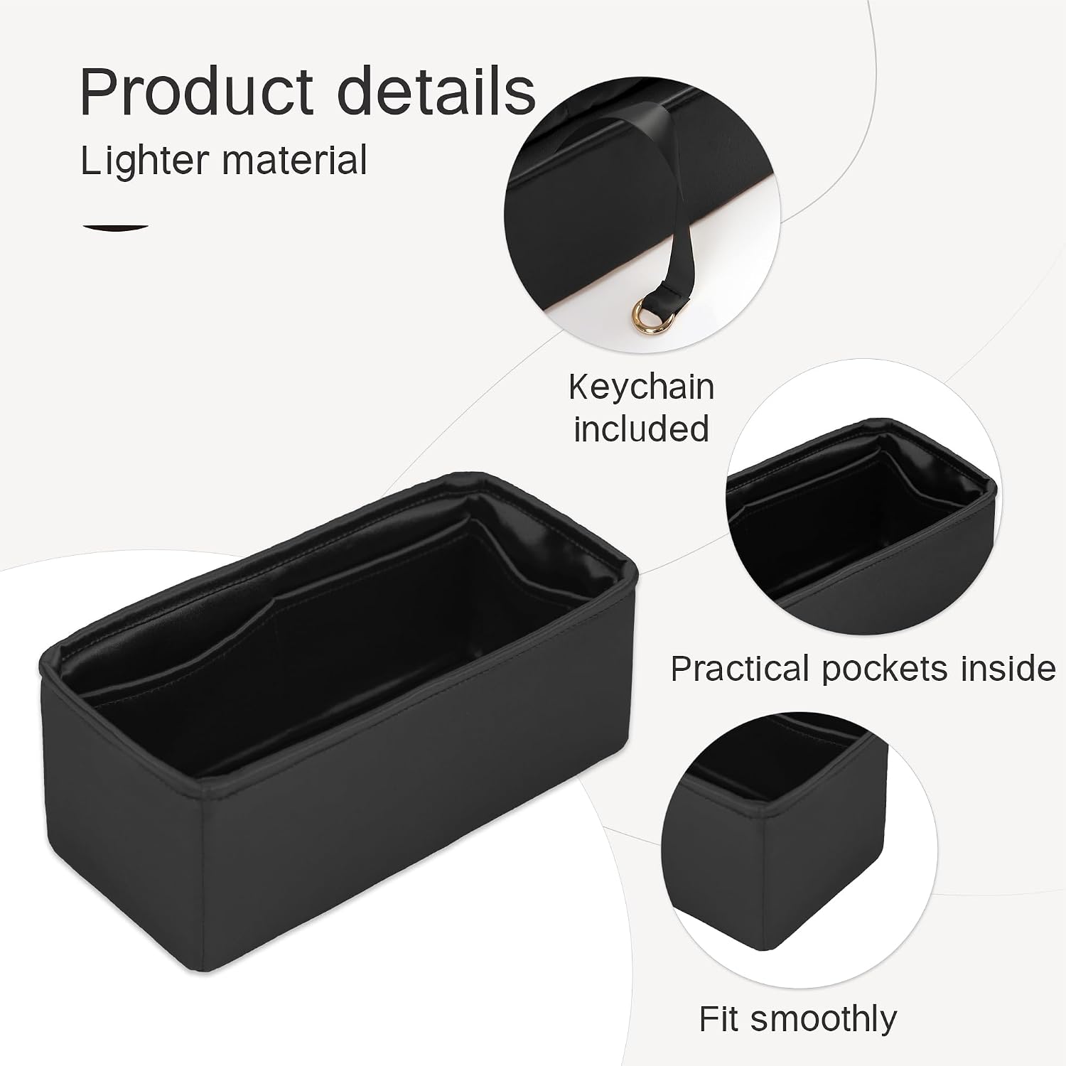 Fits for GP 23 Bag Insert, Premium Silk Purse Organizer Insert, Smooth Touch & Lightweight，Luxury Handbag Organizer with Gift Box Fits For Hermes(GP 23,Black)
