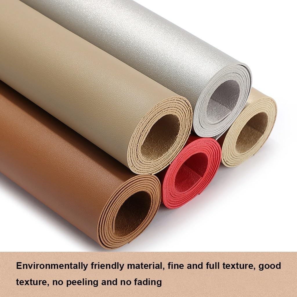 Rotolo di Tessuto in pelle ecopelle, per tappezzeria Vinile resistente, Laboratorio di cucito Hobby Forniture artigianali fatte a mano Materia prima(Creamy-white,1.38X4m)