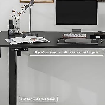 Electric Adjustable Height Standing Desk, Gaming Desk with Height Memory, Metal Frame - Computer Desk Standing Desk Home Office Adjustable Desk,Brown 140x60cm/55.1x23.6in