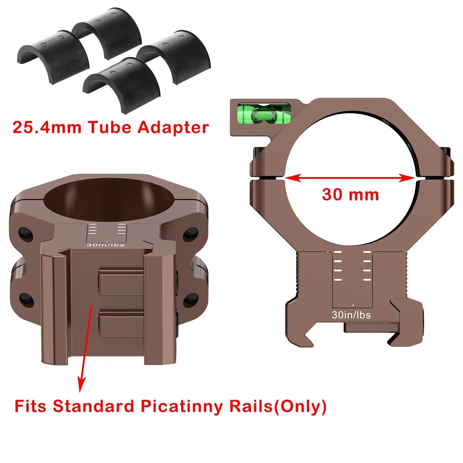 WestHunter Optics Präzisions-Zielfernrohrmontagen für Picatinny, mit 120 MOA Verstellbereich, höhenverstellbare Montage für 1 Zoll/30 mm/34 mm Mittelrohr, inklusive Wasserwaage