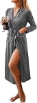 Ekouaer Femmes Kimono Robes Full Length Knit Peignoir Léger Soft Sleepwear Col V Casual Femme Loungewear S-XXL