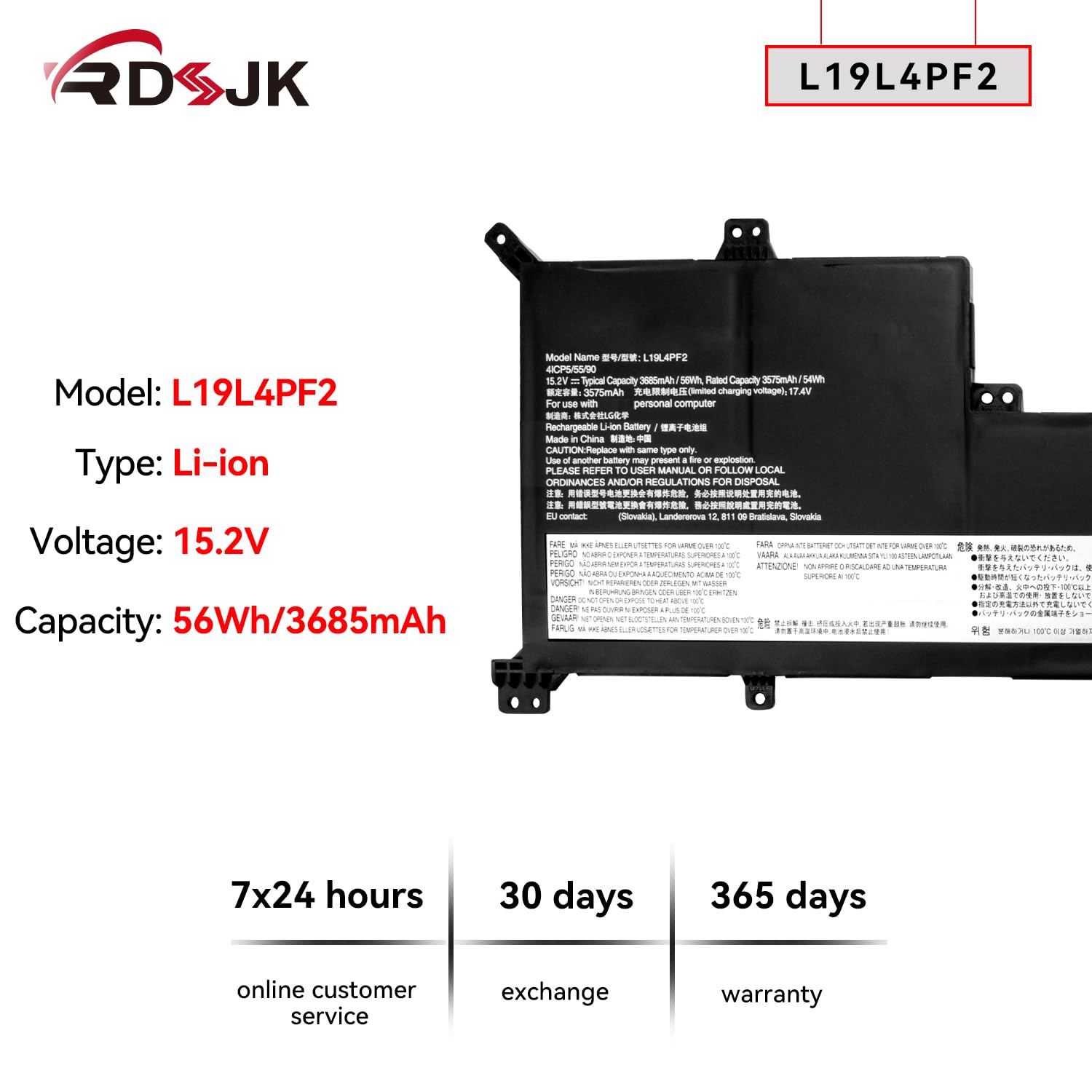 Amazon.com: L19L4PF2 L19D4PF2 Laptop Battery for Lenovo V17-IIL