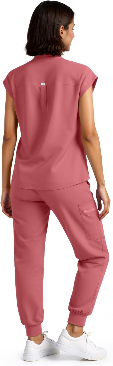 Scrubs for Women Set - Stretch Medical Uniform Scrubs - Slim Fit Top & Cargo Pant S... - Image 2