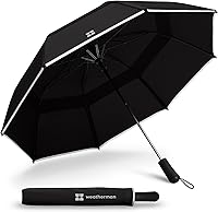 Weatherman Trek Premium Windproof Travel Umbrella - 55 MPH Wind Resistant, Compact Auto Open Folding Umbrella for Rain & Wind (Black)