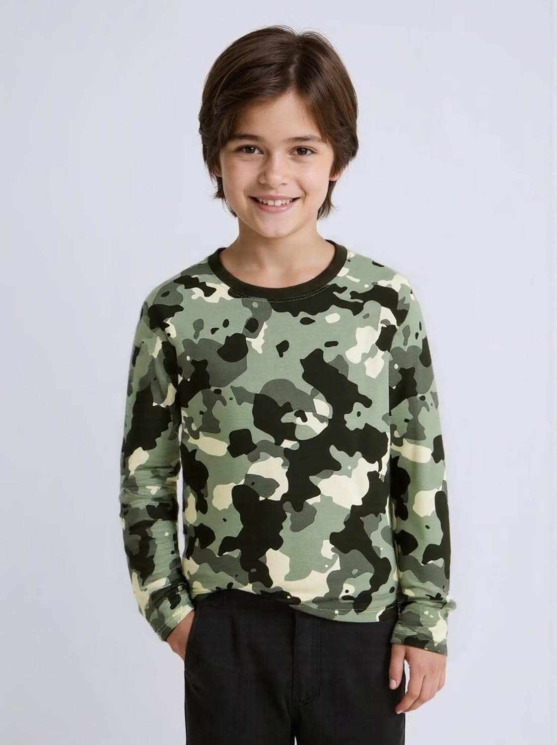 Huata 2 Packs Boys Girls T-Shirt Long Sleeve Crewneck Tee - Image 2