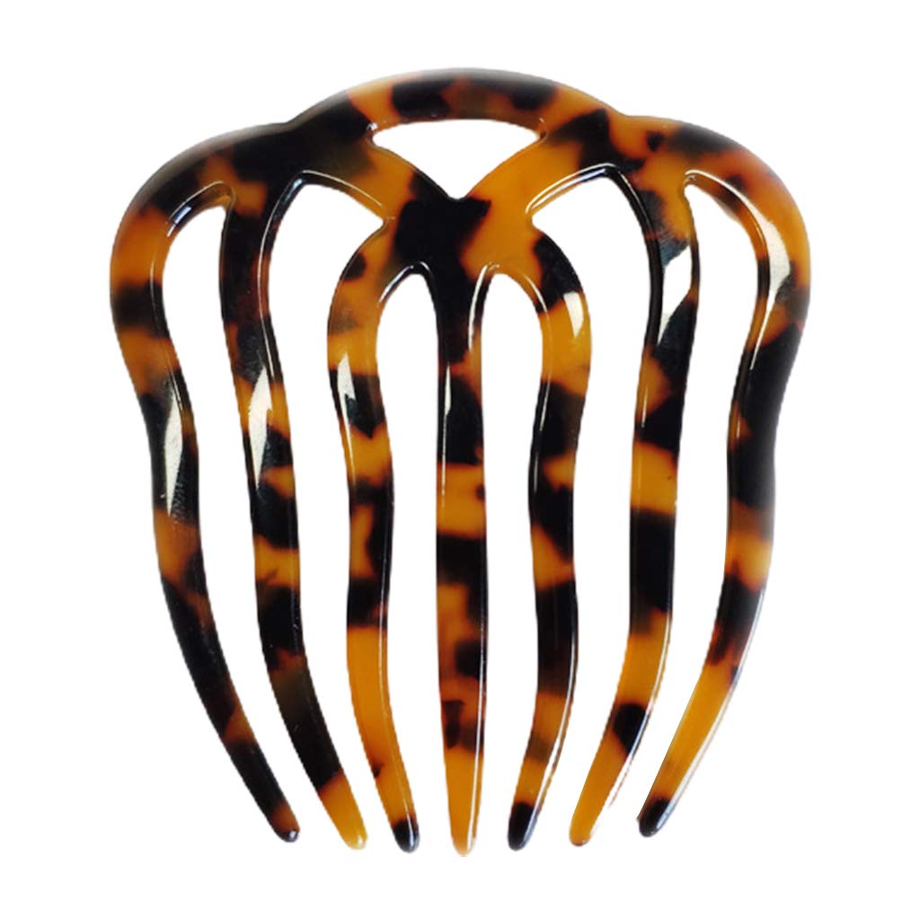 Yazhuq French Twist Hair Side Comb Hollow Out Wavy 7 Teeth Acetate Tortoise Hairpin