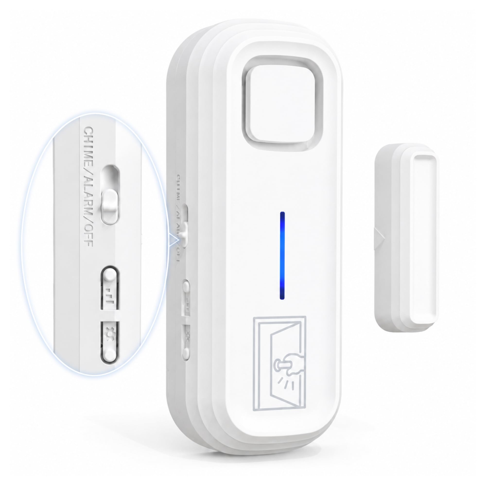 SANJIE Door Alarms When Opened with Instant & Delayed Alerts 30s/1min/2min/4min,Door Left Alarm Sensor Chime 2-in-1 Alarms/Chimes for Home Security,Fridge Alarm with 0-120dB Ajar Warning