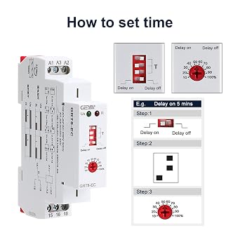 GEYA Delay on or Delay Off Dual Function Timer Relay 10A Time Delay Relay CE CB ROHS (GRT8-EC,AC230V & AC/DC24V)