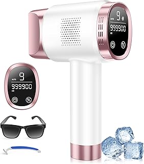 21J Depiladora Laser con Función de Refrigeración, Depiladora Luz Pulsada con 600-1200NM Luz Roja,9 Niveles de Energía, Pantalla Táctil LCD para Mujer y Hombre, Bikini, Axilas, Cara, Cuerpo