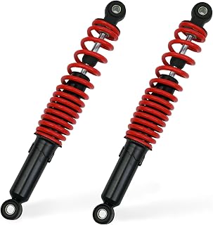 Minho Dual Rear Shock Absorbers with Adjustable Spring Preload in Heavy Iron Material Compatible with Chinese GY6 4-Stroke Engine Taotao ATV Go Kart,Red Color,330MM Length