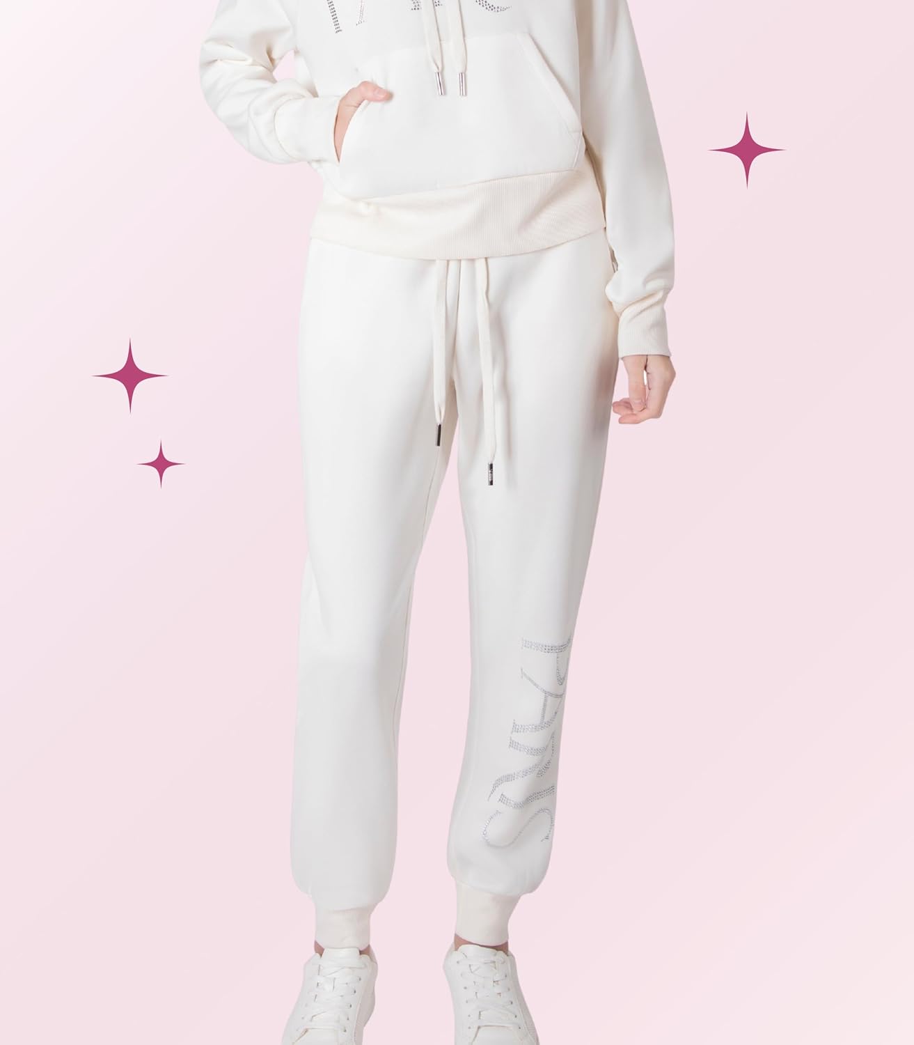Paris Hilton Women's Sporty Embellished Drawstring Jogger Sweatpants