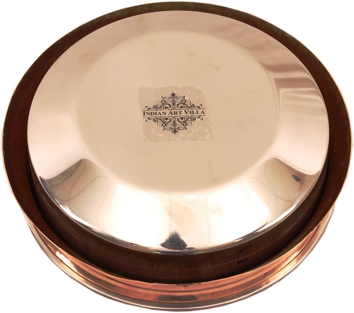 Indian Art Villa Steel Copper Induction Handi Bowl, Serveware & Tableware, Home Restaurant, 49 OZ