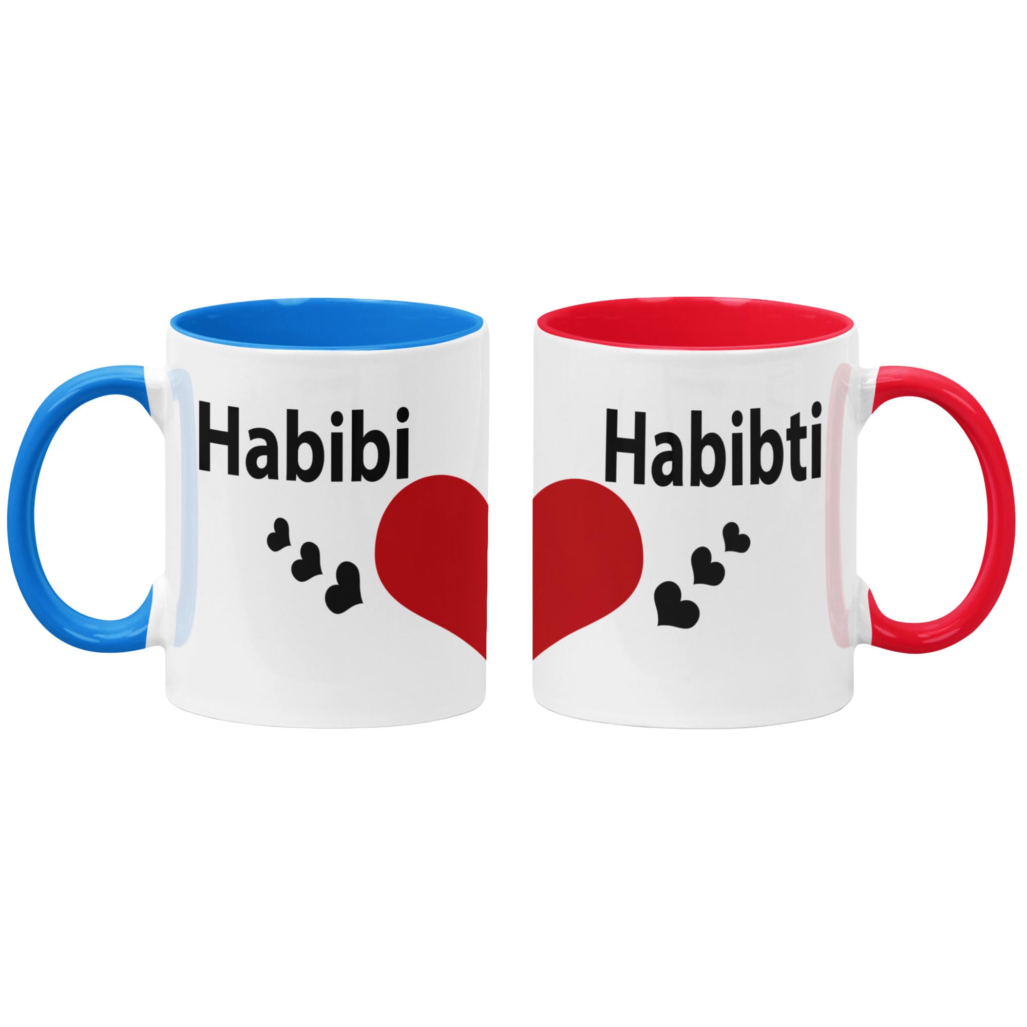 JR Decal Romantic Habibi & Habibti Couple Mug with Heart | Islamic Gift for Him and Her — image 1