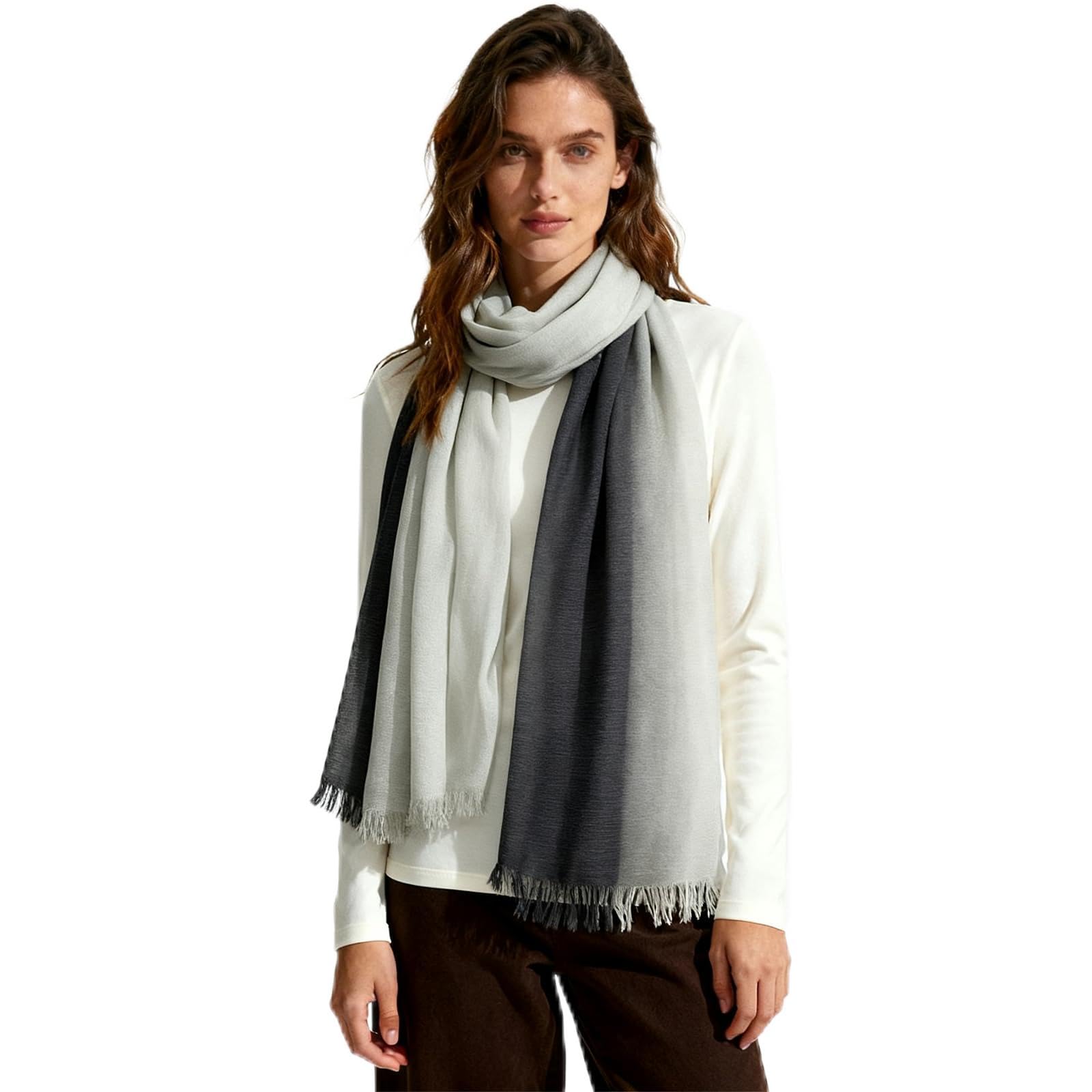 Écharpe Foulard Femme Hiver Grande Echarpe Chale en Coton Lin Longue Chaude Automne Cape, 180cm x120cm