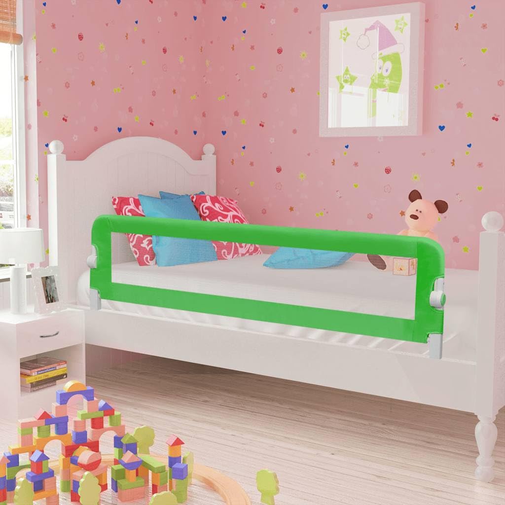 Kleinkind Sicherheit Bettgitter 150x42 cm Grün klappbar atmungsaktiv, Bettschutzgitter mit Rausfallschutz, höhenverstellbar, Schutzgitter für Kinderbett, Elternbett und Familienbett