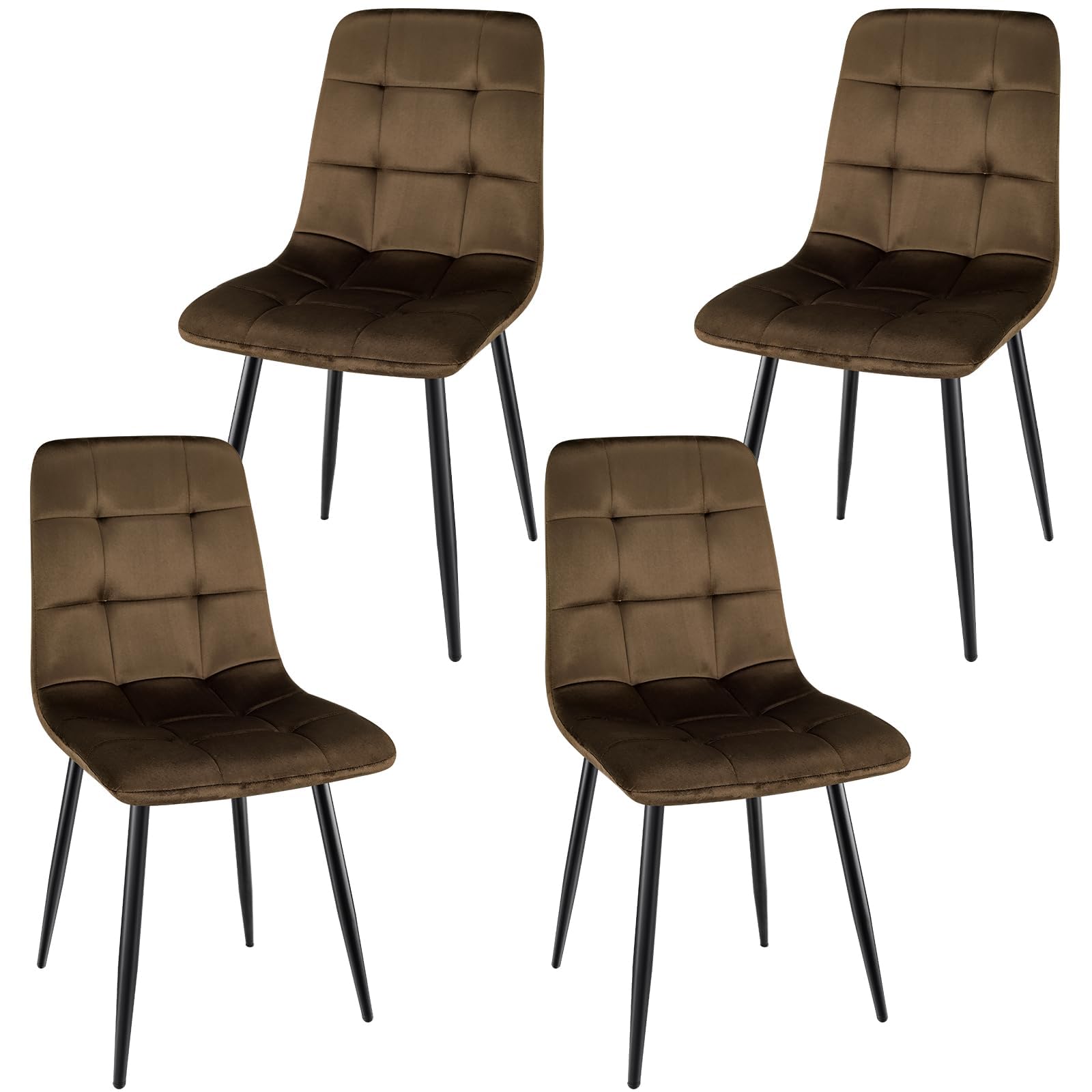 ANVOFONG Esszimmerstuhl 4er Set, Verdickte Holländischen Samt Kissen Esszimmerstuhl Geeignet für Esszimmer Küche Essen, Studie Lesen, Wohnzimmer Freizeit, Braun.