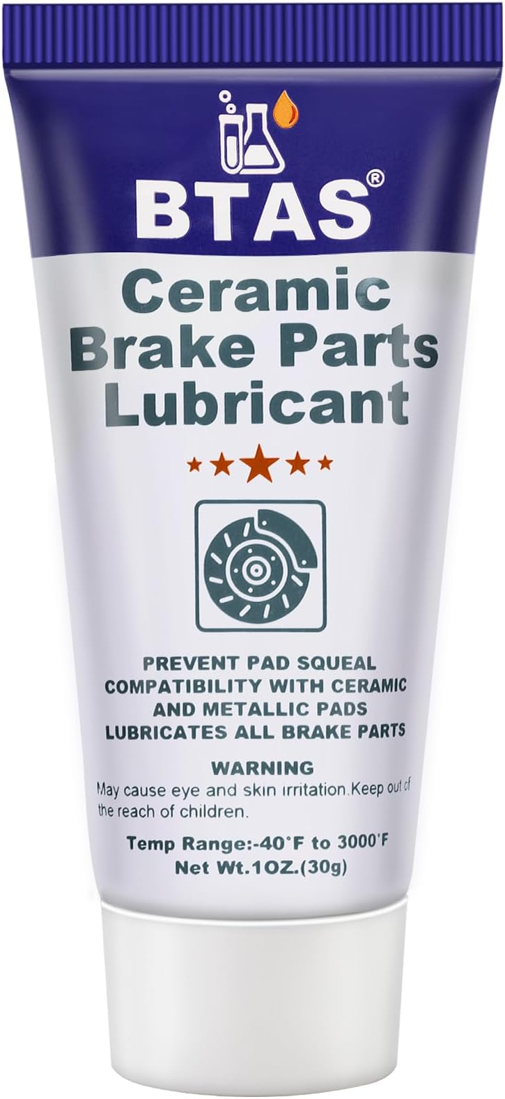 BTAS Brake Grease for Brake Parts Lubricant,Caliper Sliding Pin and Pad Lube,High Temp Synthetic Ceramic Silicone Grease 1oz