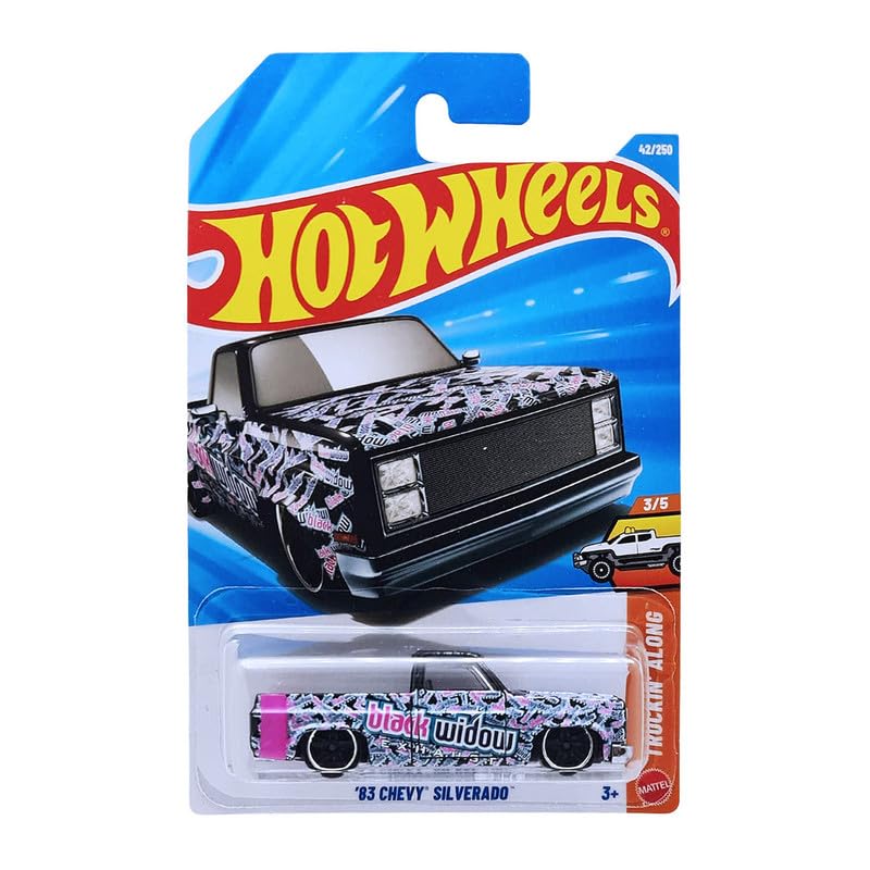 Image of Hot Wheels 83 Chevy Silverado Truckin Along Ages 3 and Up 42 /250 (Multicolor)