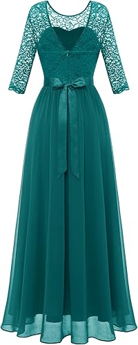 Miniatura 6 de BeryLove Vestido de graduación para mujer elegante de manga larga formal vintage cóctel fiesta maxi vestido