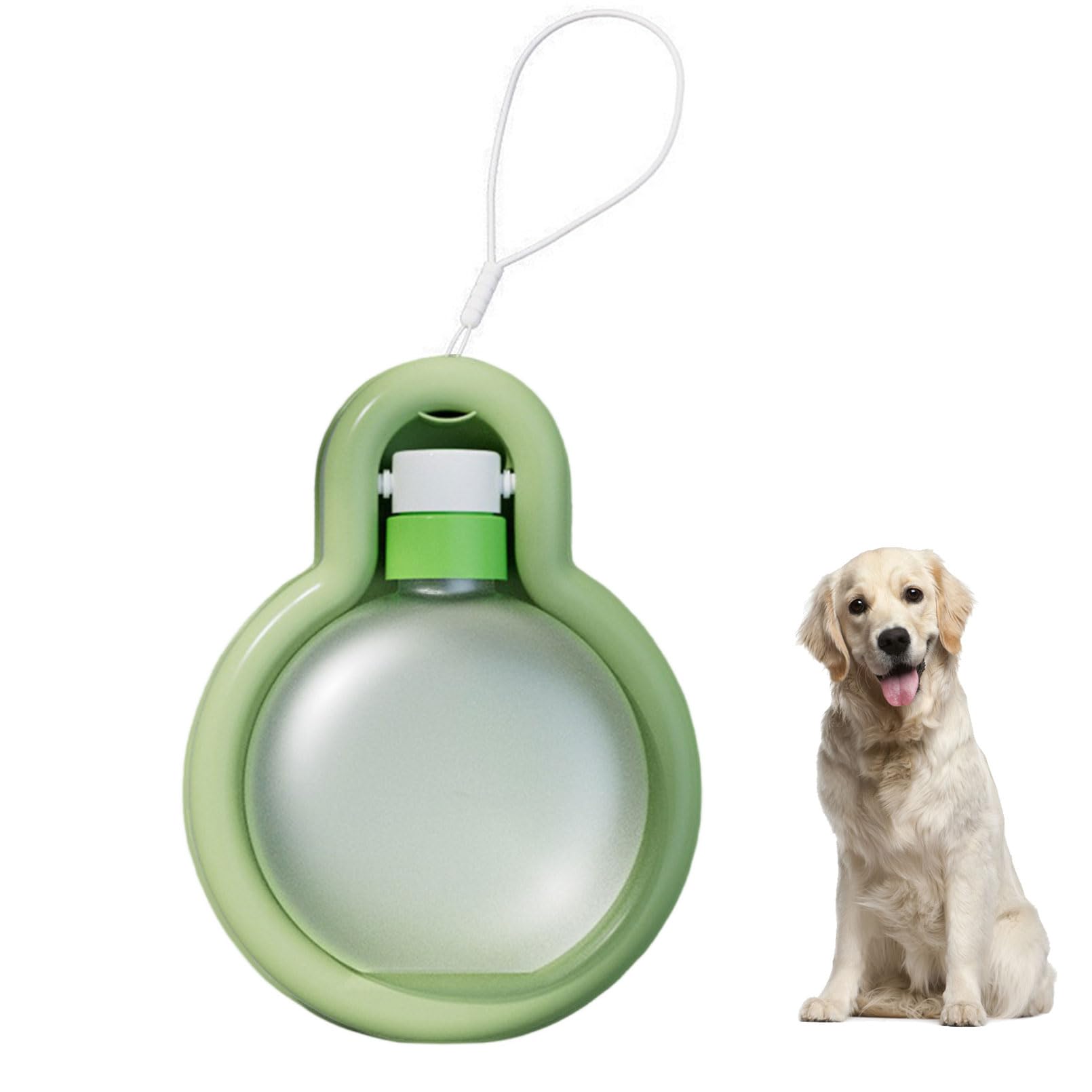 RMNHPTK Portable Dog Water Bottle Dispenser, 17oz Dog Outdoor Water Bottle Bowl Foldable Pet Travel Eating Drinking Bottle Bowl (Green, 16.9oz)
