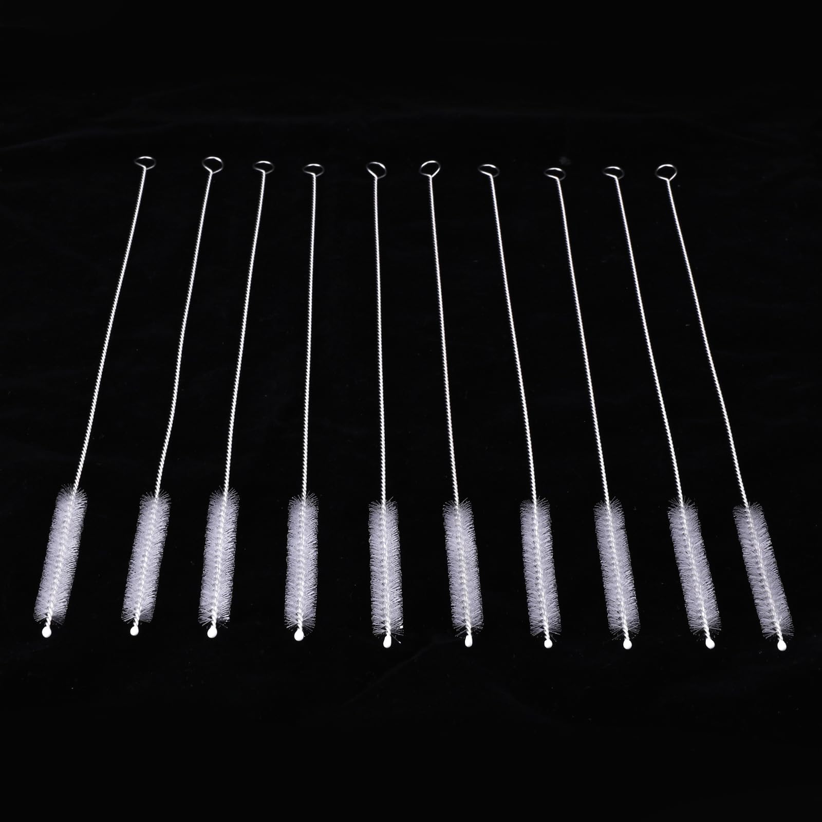 COMNICO Szczotka do czyszczenia słomy, bardzo długa, 30 cm, uchwyt ze stali nierdzewnej, nylonowe włosie, szczotka do butelek, zestaw do czyszczenia słomy, 10 sztuk, do mycia szklanych, silikonowych,