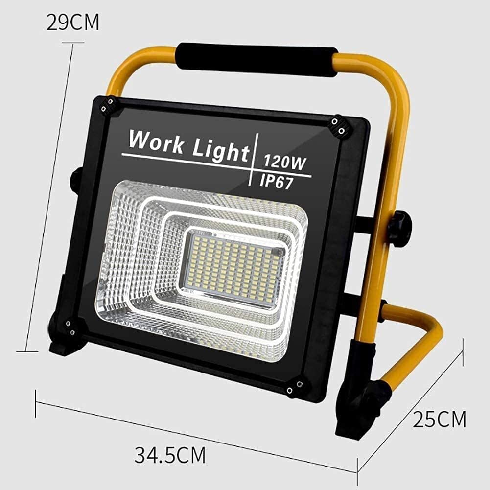 Proiettore a LED IP67 120W Lampada da Lavoro a LED | Proiettori Ricaricabili per Illuminazione Giardino Cantiere | Ricarica USB
