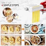 Antree Pasta Pièce jointe du fabricant 3 en 1 Set pour KitchenAid Mélangeurs de support inclus rouleau de feuille de pâtes, cutter Spaghetti, accessoires de fabricant de cutter Fettuccine et brosse de nettoyage