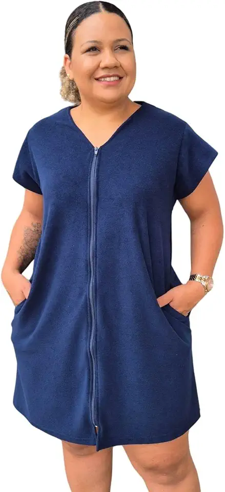 ROUPÃO ATOALHADO COM ZÍPER PARA NATAÇÃO OU HIDROGINÁSTICA COM BOLSOS