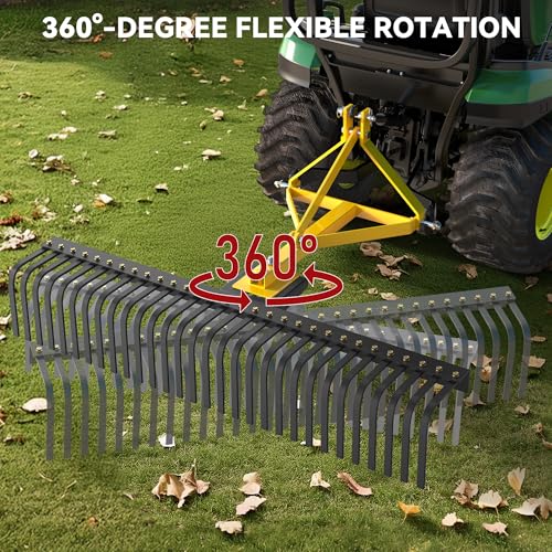 Image of YITAMOTOR 3 Point Landscape Rock Rake for CAT 1, 5 FT Attach Tractor Rake