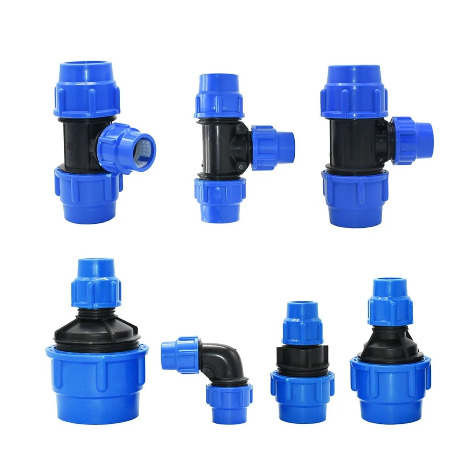 Conector rápido de tubo de polietileno de 63 mm, codo reductor, divisor de agua de 50 mm, 40 mm, 32 mm, 25 mm, 20 mm, acoplador de plástico para accesorios de tubería de riego agrícola