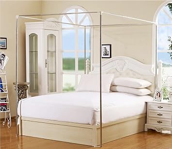 4 Corner Bed Mosquito Net Holder Bed Canopy Frame, Canopy Made of Stainless Steel with Frame for Mosquito net, Post Mount,Twin XL