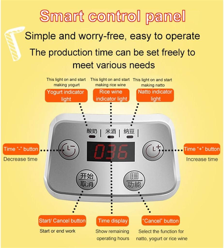 KL220V Mini Electric Yogurt Maker Automatic Leben Enzyme Fermenter Ceramic Container Cups Natto Rice Wine