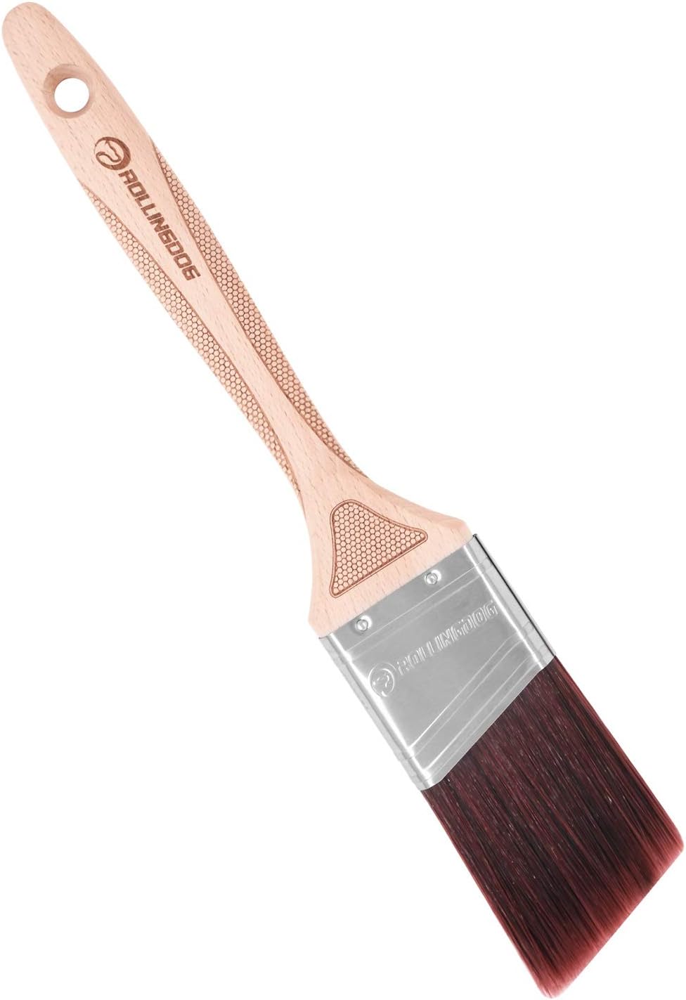 ROLLINGDOG2" Angle Paint Brush Wooden Handle Stainless Steel Shell for Sharp Edge Lines Painting with Paints on Walls, Ceilings, Wood and Metal