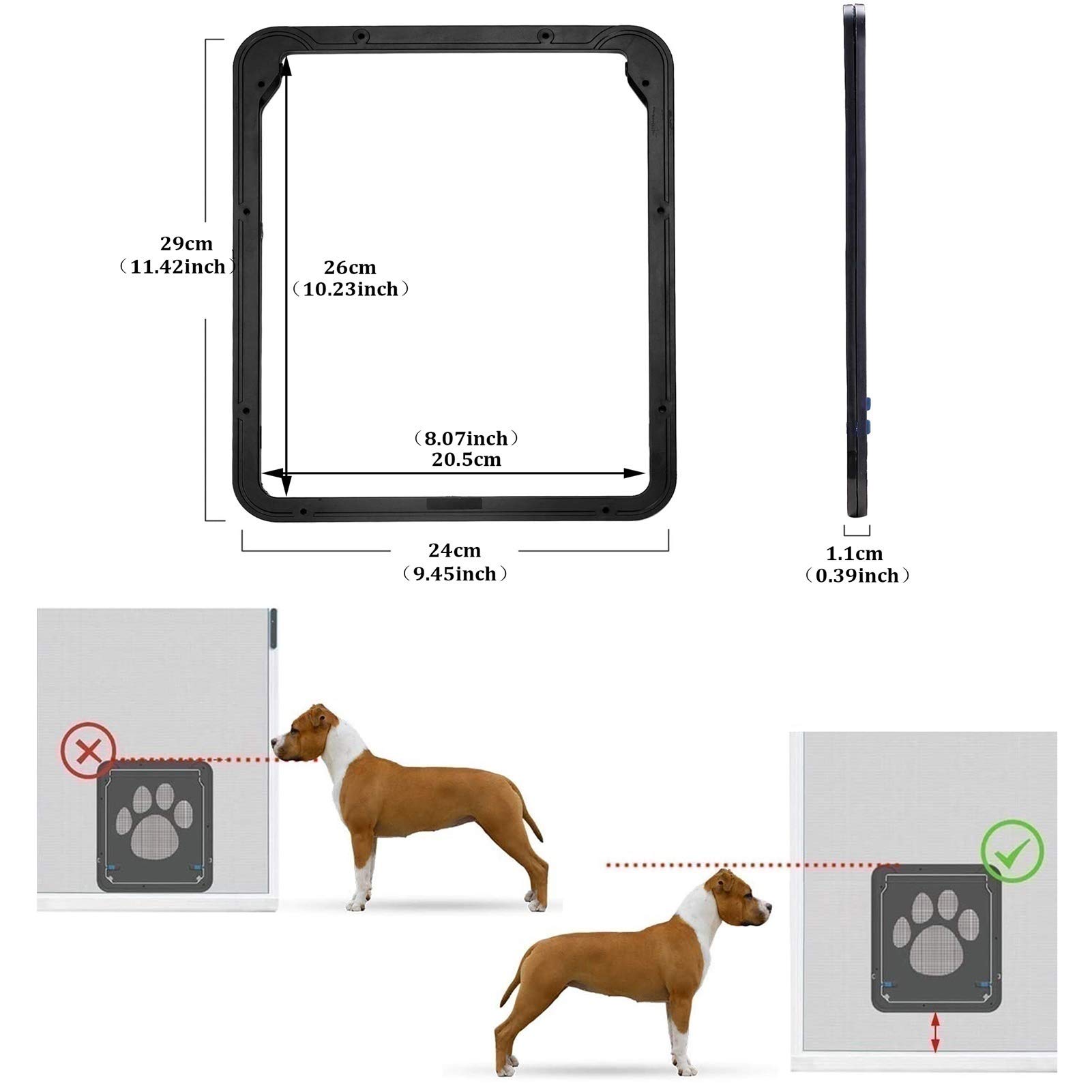 Chatières HUA Porte pour Animaux De Compagnie/Chatière Facile À Installer, Porte Coupe-Vent pour Animaux De Compagnie avec Aimant De Verrouillage, pour Fenêtres Et Portes Grillagées, 2 Tailles