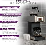 12-Cup Commercial Coffee Maker Stainless Steel - Double Coffee Machine for Office, Restaurant, Industrial Use - High Capacity Office Coffee Maker - TQS Cafe