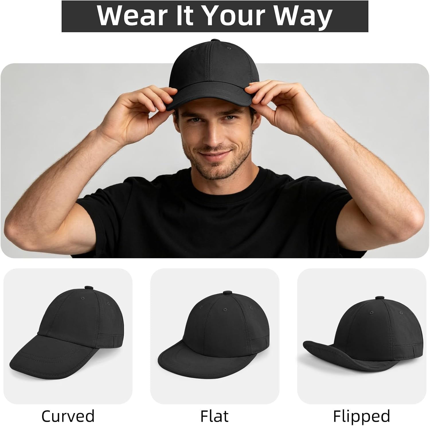 ZOORON Baseball Cap for Men Women, Dad Hat Unstructured Low Profile, Soft Brim Adjustable Plain Baseball Hat for Outdoor Golf