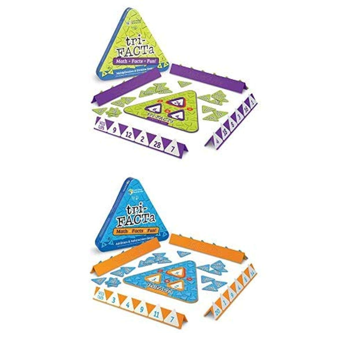 Learning Resources Tri-Facta Math Skill Bundle, Homeschool Supplies, Addition, Subtraction, Multiplcation, and Division Games, Ages 8+