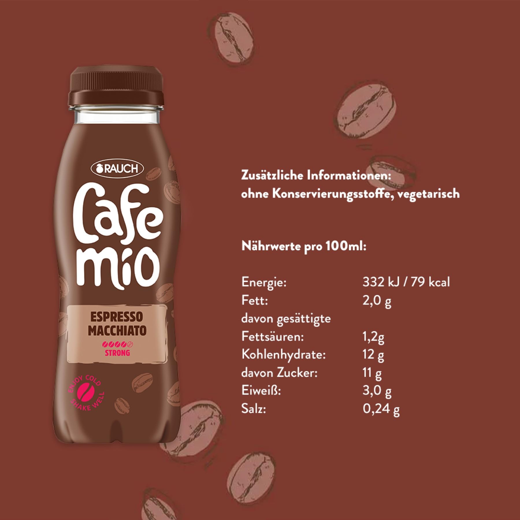 Cafemio Espresso Macchiato | Eiskaffee-Genuss To-Go | Einzigartiger Kaffeegeschmack mit bester Alpenmilch aus Österreich | die Kaffeepause für unterwegs | 12x 250ml PET