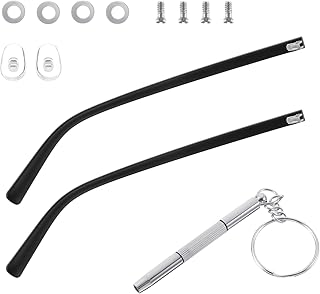 2pcs Glasses Replacement Arms Accessories, Ymapinc Eyeglass Repair Kit with Screws, Portable Glasses Arm Screwdriver, Universal Eyeglass Legs, Includes Nose Pads and Screws