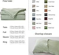 Vista 4 de Simple&Opulence Juego de funda de edredón de lino francés de 88 x 92 pulgadas, 3 piezas (1 funda de edredón, 2 fundas de almohada), mezcla de lino