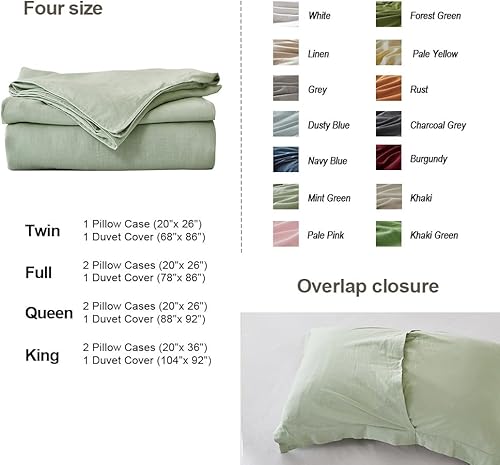 Miniatura 4 de Simple&Opulence Juego de funda de edredón de lino francés, tamaño Queen (88 x 92 pulgadas), 3 piezas (1 funda de edredón, 2 fundas de almohada),