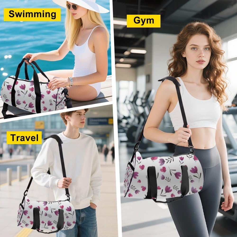 Pink Butterflies Stain-Resistant Gym Bags For Women Oxford Tote Bags Adjustable Shoulder Strap, Convertible Carry Backpack Personalized Duffle Bag For Hiking Athletic Gym Accessories Men